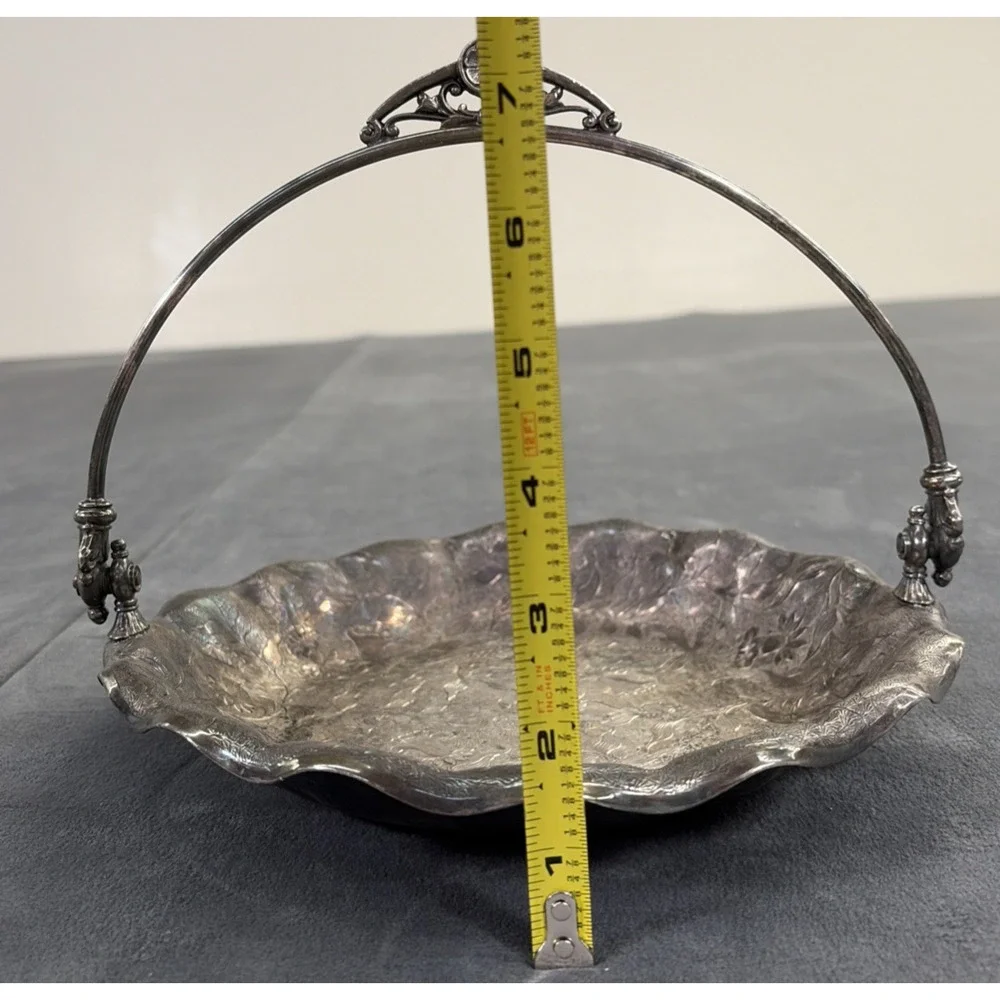 Victorian Era Ornate Bridal Basket James W Tufts Quadruple Plate #2741 FS